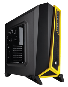 Corsair CC-9011094-WW carbide series spec Alpha windowed Black+Yellow , No psu ( bottom placed psu design )
