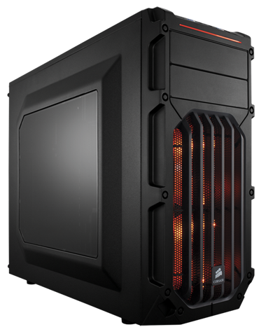 Corsair CC-9011054-WW carbide series spec-03+ Windowed side panel with 2x Orange LED fan , No psu ( bottom placed psu design ) , all black