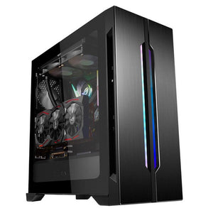 Lian-li LanCool One , all black , 2-in-1 RGB lighting bar ready , side tempered glasses with vertical GPU mounting ready , no psu