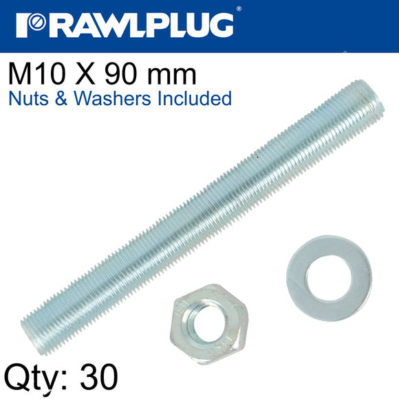 STUD M 10 X 90 X30 PER BOX WITH NUTS AND WASHERS