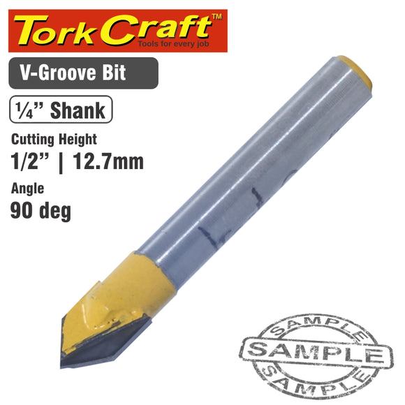 ROUTER BIT V GROOVE 90 DEGREE 1/2'