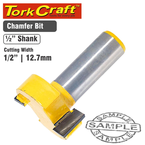 ROUTER BIT CHAMFER 1/2' X 1/2' X 1/4' SHANK 45 DEG