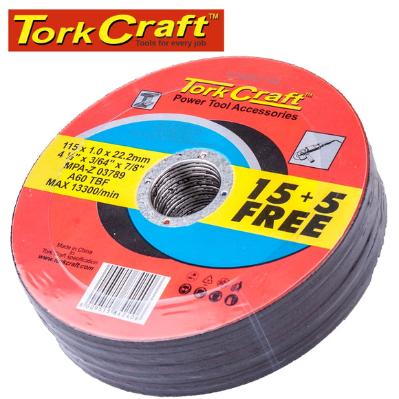 15+ 5 FREE CUTTING DISC STEEL 115 x 1.0 x 22.2MM