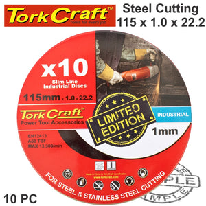 CUTTING DISC IND. METAL 115 x 1.0 x 22.2 MM 10PCE TIN CASE