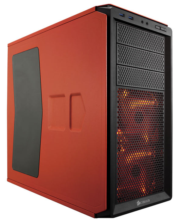 Corsair CC-9011038 graphite 230T - Orange + black with Orange led , with windowed side panel , no psu ( bottom placed psu design )