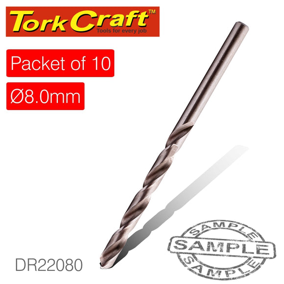 DRILL BIT HSS INDUSTRIAL 8.0MM 135DEG PACKET OF 10