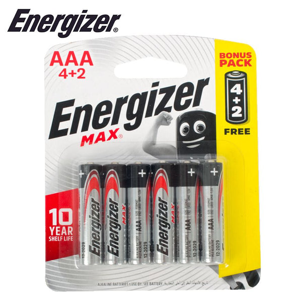 ENERGIZER MAX AAA - 6PACK 4+2 FREE