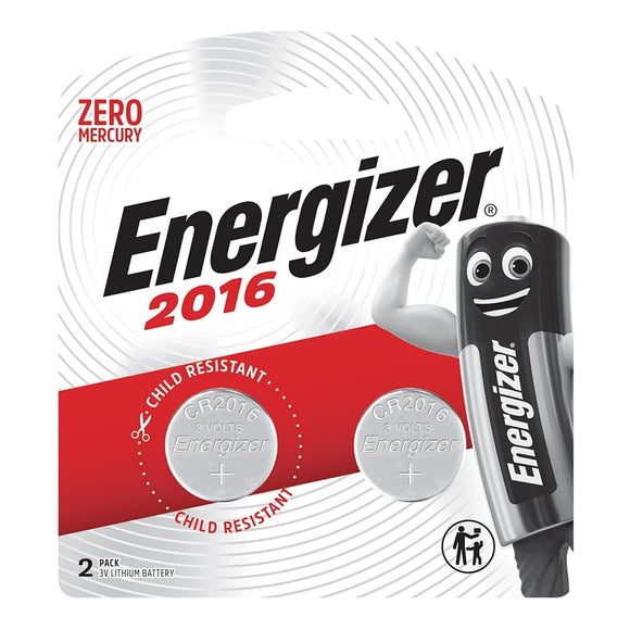 ENERGIZER CR2016 BP2 3V LITHIUM COIN BATTERY (2 PACK) (MOQ 12)