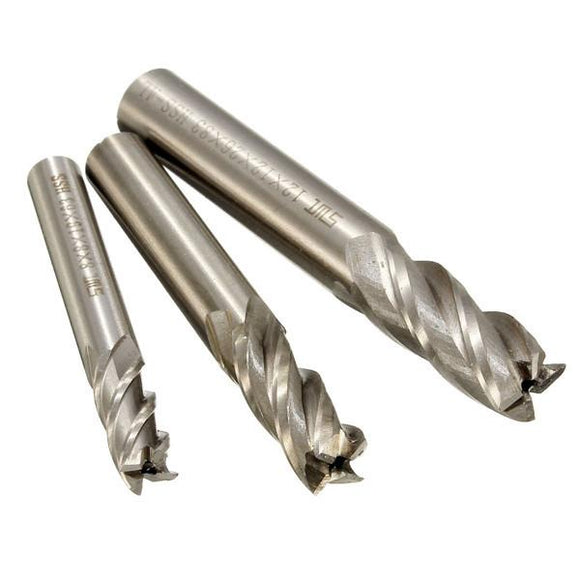 3pcs HSS Straight Shank End Mill Cutter 4 Flute End Mill Cutter 8/10/12mm CNC Tool