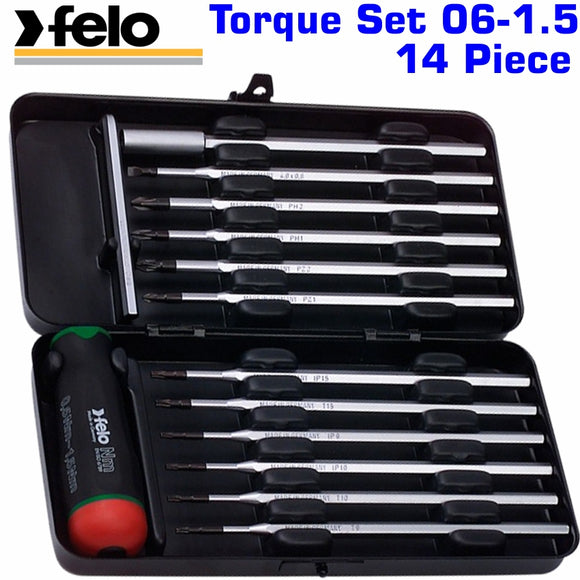 FELO 100 TOR. S/DRIVER SET 14PCS 1.5-3.0NM BLUE METAL BOX