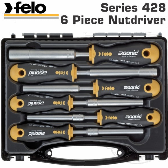 FELO 428 NUT DRIVER SET 6PC ERGONIC MAGNETIC HARD CASE