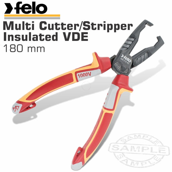 FELO MULTI CUTTER WIRE STRIPPER 180MM INSULATED VDE