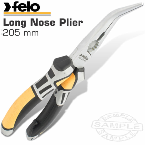 FELO PLIER BENT LONG NOSE 205MM