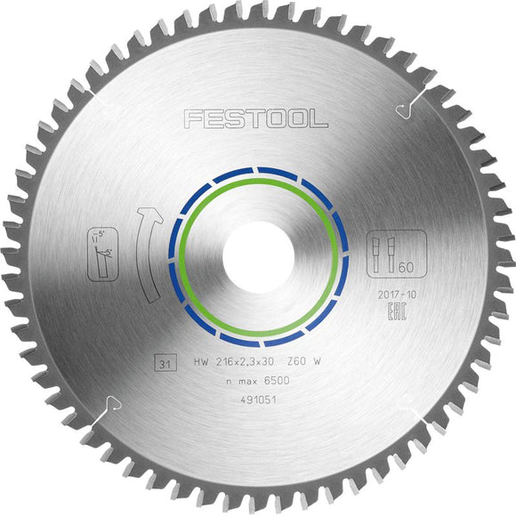 FESTOOL SPECIAL SAW BLADE 216X2,3X30 W60 491051