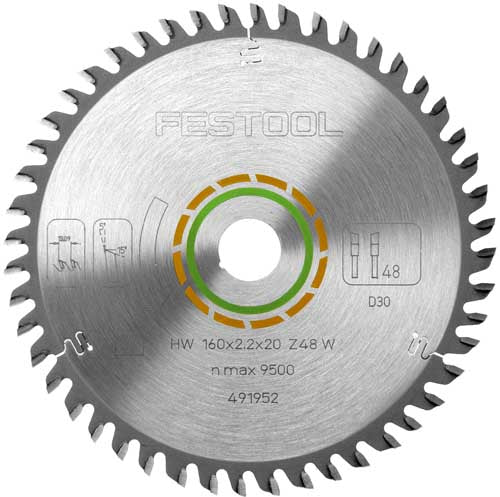 FESTOOL FINE TOOTH SAW BLADE 160X2,2X20 W48 491952