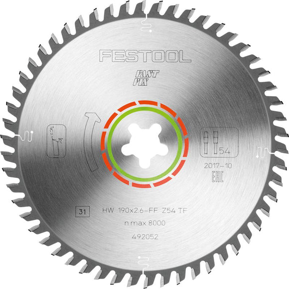FESTOOL SPECIAL SAW BLADE 190X2,6 FF TF54 492052