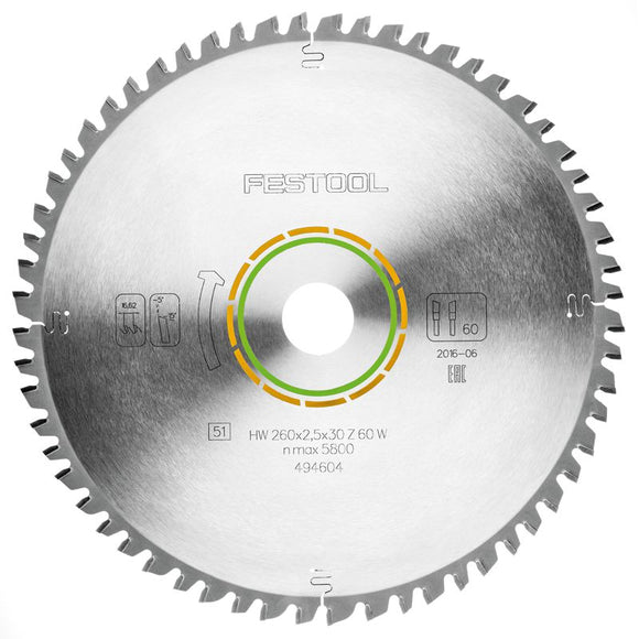 FESTOOL UNIVERSAL SAW BLADE 260X2,5X30 W60 494604