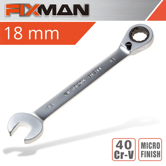 FIXMAN REVERSIBLE COMBINATION RATCHETING WRENCH 18MM
