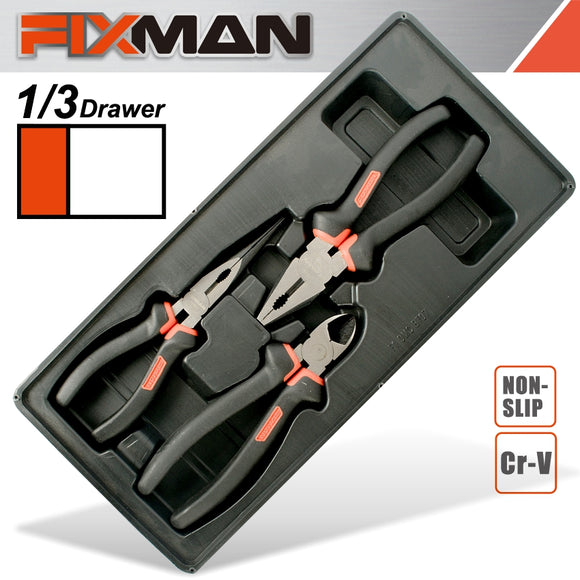 FIXMAN 3-PC PLIERS SET (COMBINATION 8'NCUTTING 7.5' LONG NOSE 8')