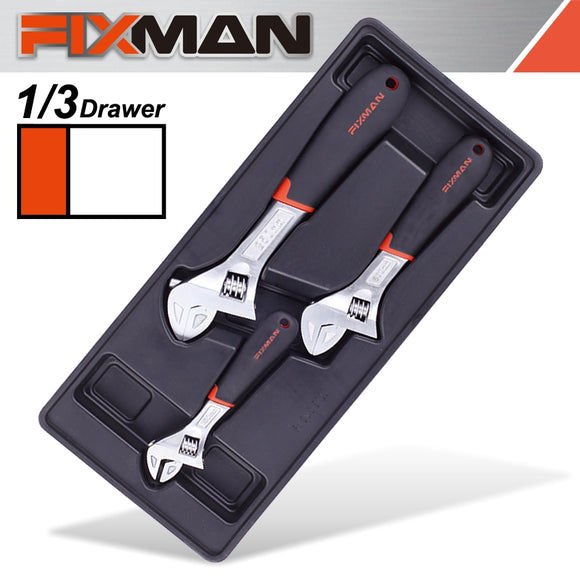 FIXMAN TRAY 3 PIECE ADJUSTABLE WRENCH 6'8'10'