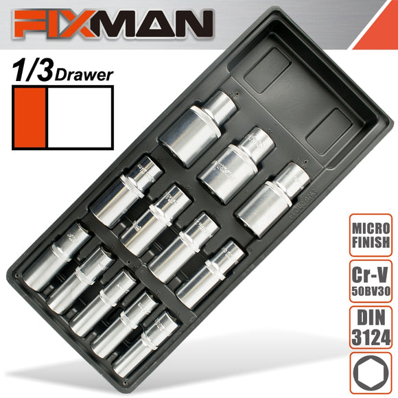 FIXMAN TRAY 12 PIECE 1/2' DRIVE DEEP SOCKETS