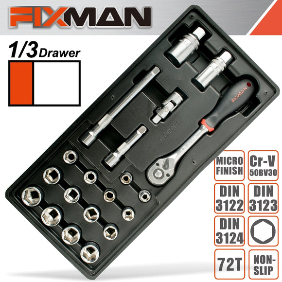 FIXMAN 20-PC 3/8' DR.SOCKETS & ACCESSORIES