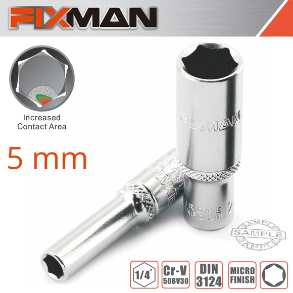 FIXMAN 1/4' DR DEEP SOCKET 5MM