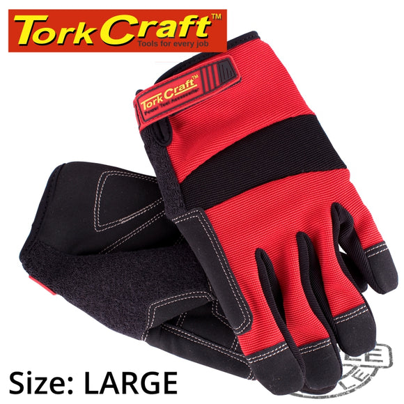 WORK GLOVE LARGE-ALL PURPOSE RED WITH TOUCH FINGER