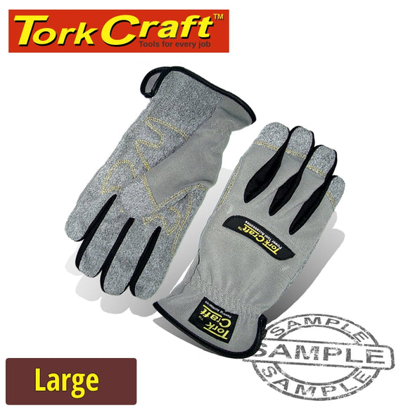 MECHANICS GLOVE LARGE SYNTHETIC LEATHER PALM SPANDEX BACK