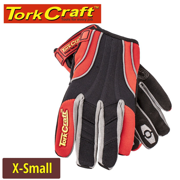 MECHANIC GLOVE X-SMALL SYNT.LEATHER REINFORCED PALM SPANDEX RED