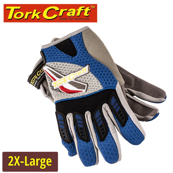 MECHANICS GLOVE XX LARGE SYNTHETIC LEATHER PALM AIR MESH BACK BLUE
