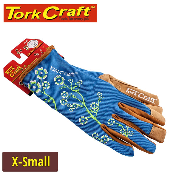 LADIES SLIM FIT GARDEN GLOVES BLUE X-SMALL