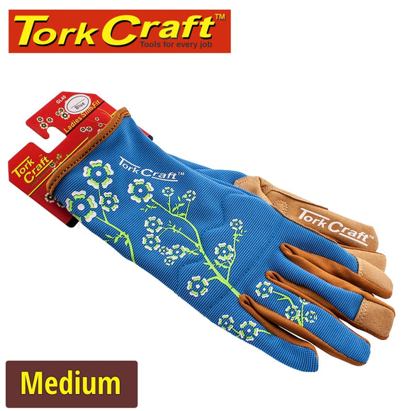 LADIES SLIM FIT GARDEN GLOVES BLUE MEDIUM