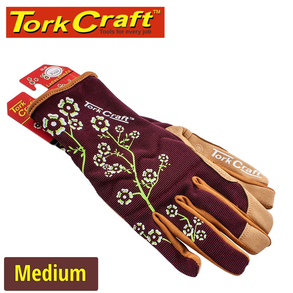 LADIES SLIM FIT GARDEN GLOVES MAROON MEDIUM