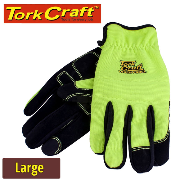 GLOVE YELLOW WITH PU PALM SIZE LARGE  MULTI PURPOSE