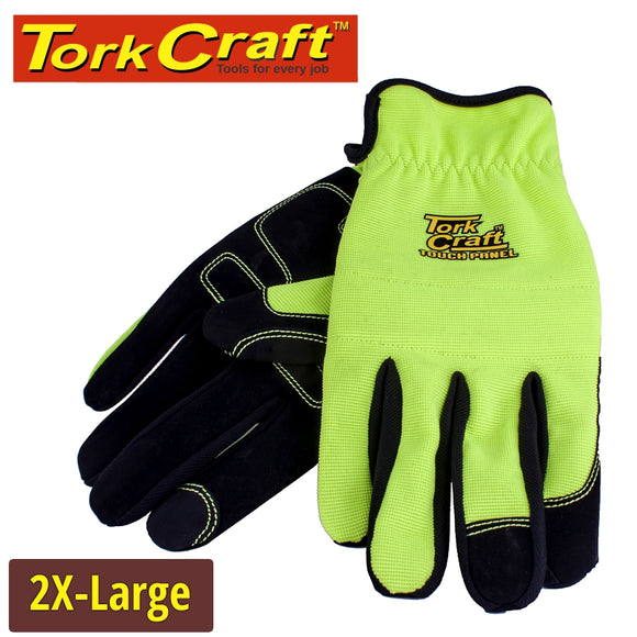 GLOVE YELLOW WITH PU PALM SIZE XX-LARGE MULTI PURPOSE