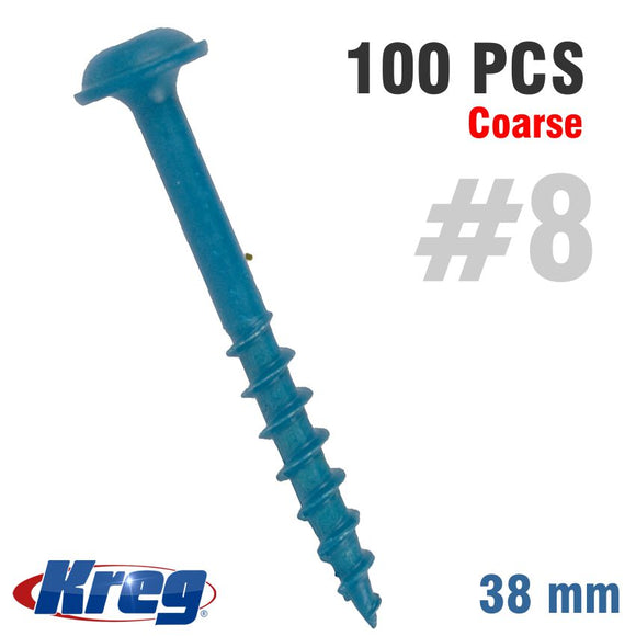 KREG BLUE KOTE POCKET HOLE SCREWS 38MM 1.50' #8 COARSE THREAD MX LOC 1