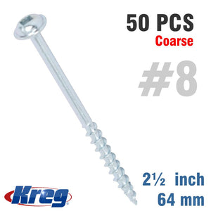 KREG ZINC POCKET HOLE SCREWS 64MM 2.50' #8 COARSE THREAD MX LOC 50CT