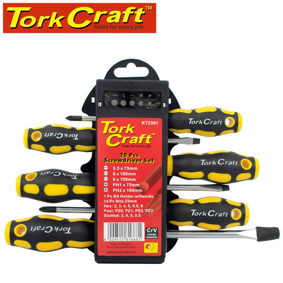 20PC SCREWDRIVER SET INCLUDES INSERT BITS