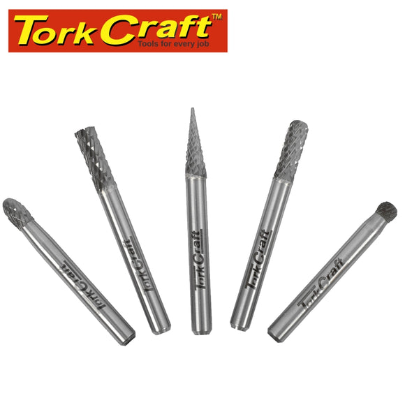 ROTARY BURR SET 5 PC ASSTD 6MM DIA TUNGSTEN