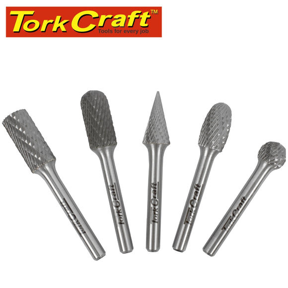 ROTARY BURR SET 5 PC ASSTD 12MM DIA TUNGSTEN