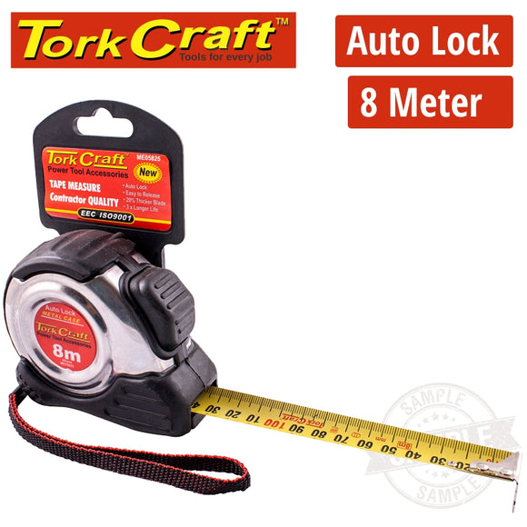 MEASURING TAPE SELF LOCK 8M X 25MM S/S & RUBBER CASING MATT FINISH