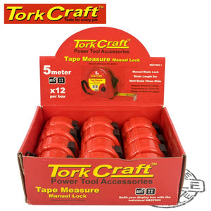 MEASURING TAPE M/LOCK 5M X 25MM PLASTIC CASING DISP.BOX (12 X ME07005)