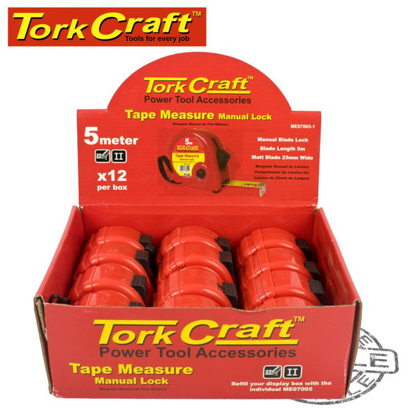 MEASURING TAPE M/LOCK 5M X 25MM PLASTIC CASING DISP.BOX (12 X ME07005)