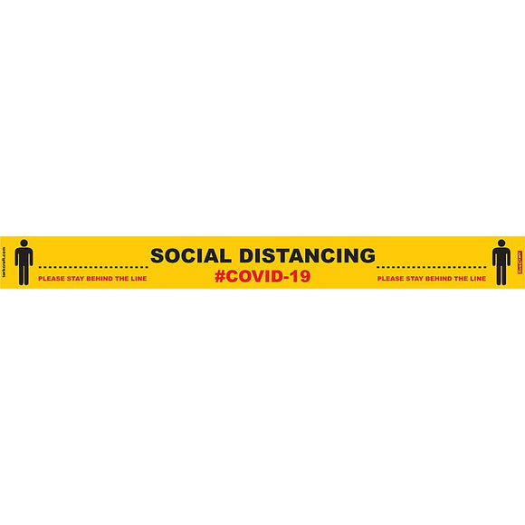 YELLOW BEHIND LINE - 800MM X 80MM SOCIAL DISTANCING STRIPS