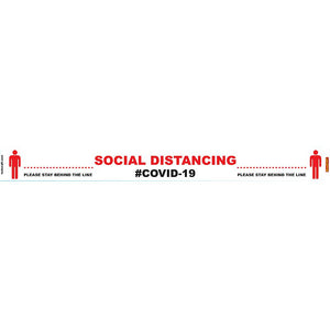 WHITE BEHIND LINE - 800MM X 80MM SOCIAL DISTANCING STRIPS