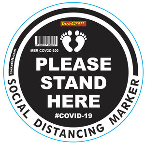 BLACK SMALL FEET STAND HERE - 300MM ROUND SOCIAL DISTANCING GRAPHIC