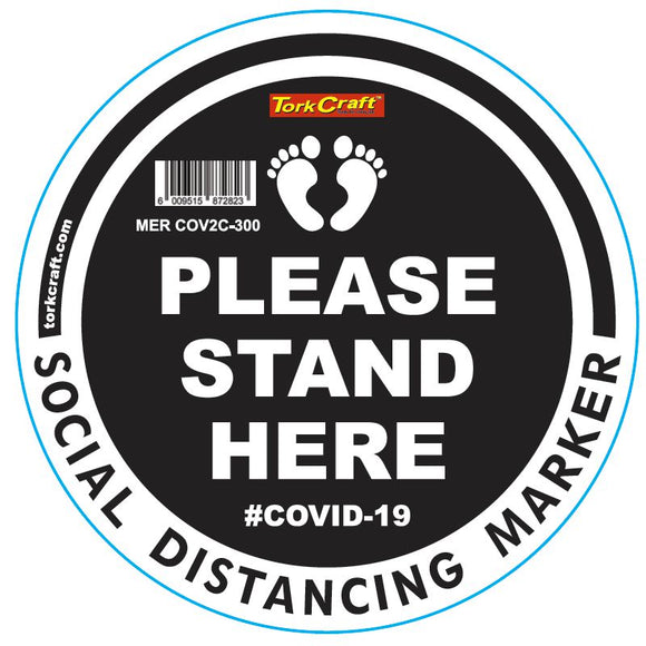 BLACK SMALL FEET STAND HERE - 300MM ROUND SOCIAL DISTANCING GRAPHIC