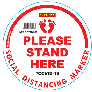 WHITE SMALL FEET STAND HERE - 300MM ROUND SOCIAL DISTANCING GRAPHIC