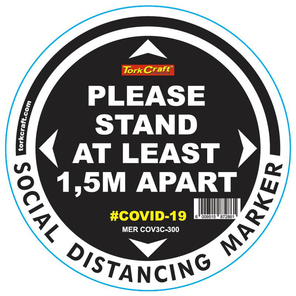 BLACK 1.5M APART - 300MM ROUND SOCIAL DISTANCING GRAPHIC